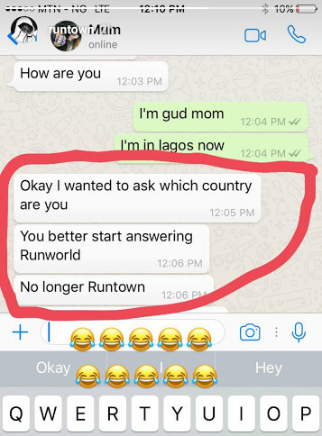 Chat Between Runtown and His Mother