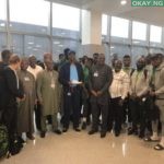 Super Eagles received at the airport