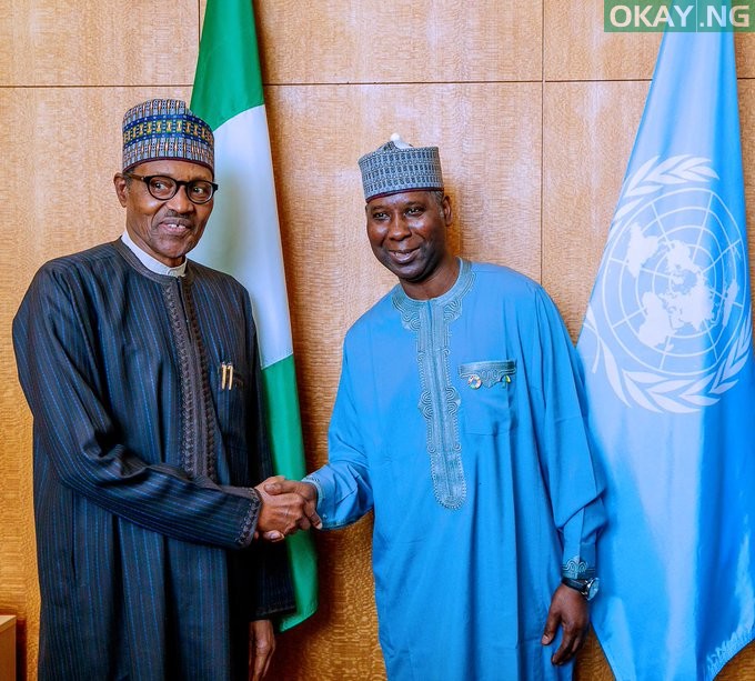 President Muhammadu Buhari meets UNGA President Tijani Muhammad-Bande in New York