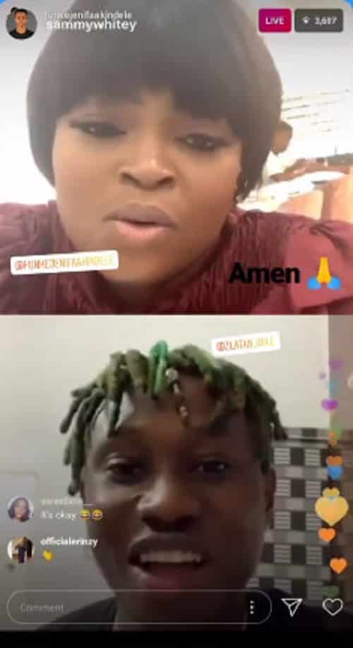 Zlatan Ibile and Funke Akindele on Instagram Live