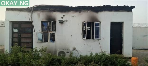 The burnt facility by Boko Haram Terrorists