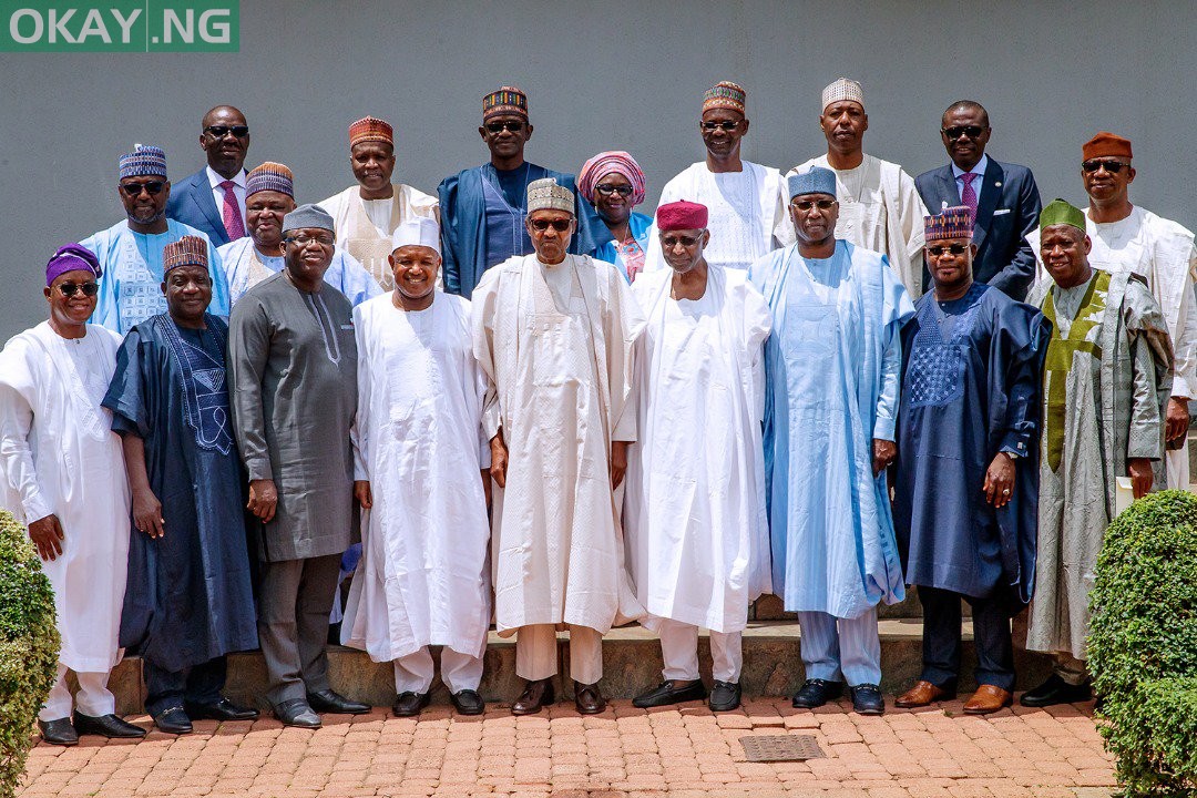 President Muhammadu Buhari with APC Governors after meeting on Monday