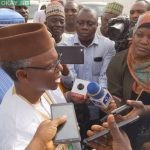 El-Rufai speaking to reporters in Awe, Nasarawa State