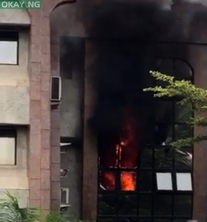 Scene of the fire at NIPOST headquarters in Abuja