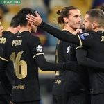 Barcelona players celebrating against Dynamo Kiev