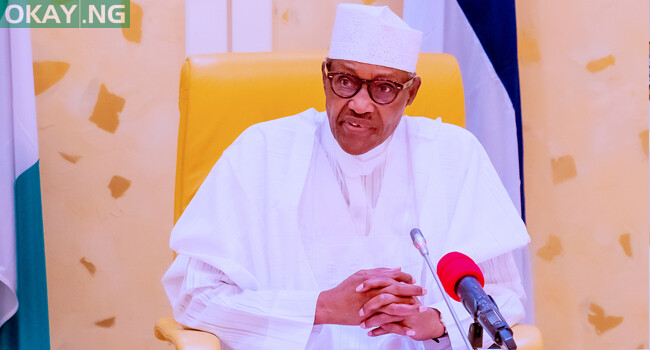 President Buhari speaking to NNPC NNPC delegation and government officials at the State House on October 8.