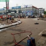 Scene of the gas pipeline leakage at Anifowoshe area of Ikeja in Lagos State