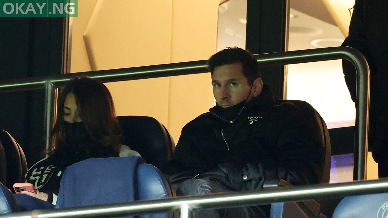 Paris Saint-Germain's Argentinian forward Lionel Messi attends the French L1 football match between Paris Saint-Germain (PSG) and Stade Brestois 29 at the Parc des Princes stadium in Paris on January 15, 2022. (Photo by Thomas COEX / AFP)