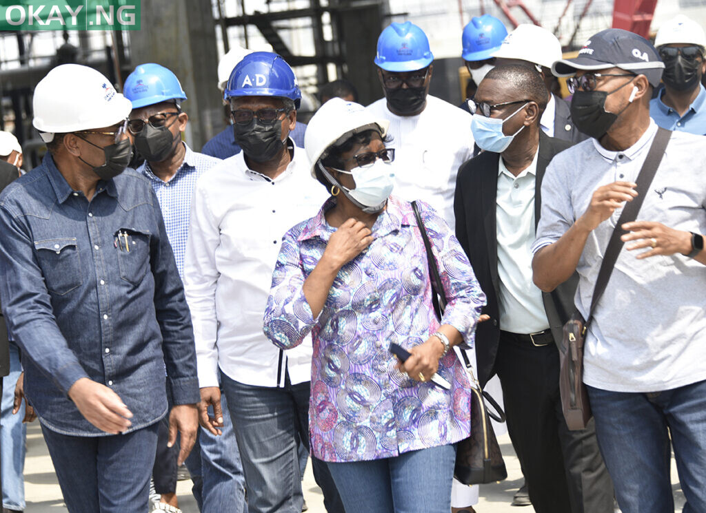 L-R, President African Development Bank (ADB), Dr. Akinwunmi Adesina, President/ CE, Dangote Industries Limited, Aliko Dangote, Wife of the President of African Development Bank (ADB), Mrs. Yemisi Adesina, Group Managing Director Dangote Industries Limited, Olakunle Alake, During the African Development Bank (ADB) President, Fermilirasation Visit to the Dangote Oil Refinery Projects, Lekki Lagos on Saturday 22nd January 2022