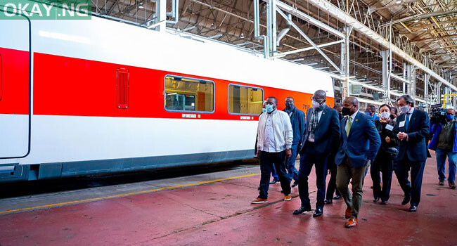 A photo released by the Lagos State government on January 19, 2022, shows Governor Sanwo-Olu walking alongside others in Milwaukee, United States.