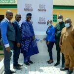 L-R: Mr. Oluwatosin Sofoluwe, Deputy Zonal Education Officer for Obafemi Owode, representing the Ogun State Honorable Commissioner for Education, Science and Technology, Prof. Abayomi Arigbabu. Mr. Sola Ogunbo, Program Manager, Ogun State Rural Water Supply and Sanitation Agency Dr Femi Majekodunmi, Executive Chairman, Ogun State Universal Basic Education Board (SUBEB) Victoria Uwadoka, Corporate Communications and Public Affairs Manager, Nestlé Nigeria PLC Shakiru Lawal, Country HR Manager, Nestlé Nigeria PLC Gbenga Oladunjoye, Factory Manager, Nestlé Flowergate Factory
