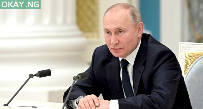 Russian President Vladimir Putin chairs a meeting of big businesses at the Kremlin in Moscow on February 24, 2022. Alexey NIKOLSKY / SPUTNIK / AFP