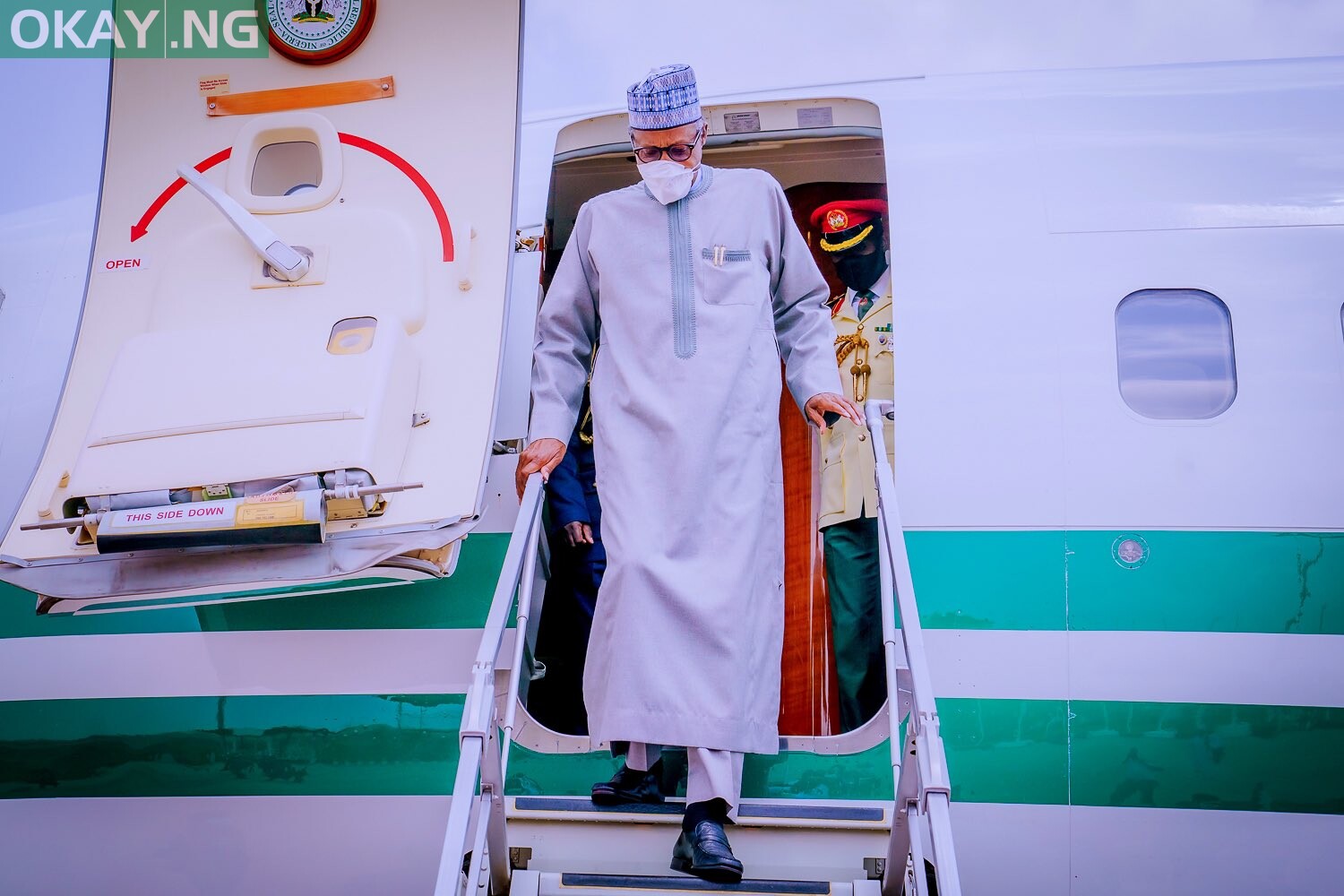 Buhari on arrival from Kenya, Friday, March 04th, 2022.