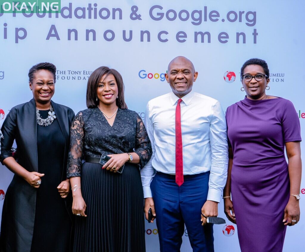 L-R: Ifeanyiwa Ugochukwu, CEO, Tony Elumelu Foundation; Juliet Ehimuan, Director, West Africa, Google; Tony Elumelu, Founder, Tony Elumelu Foundation; and Ochuko Angela Ege, Partnerships strategist, UNICEF at the announcement of the Tony Elumelu Foundation and Google.Org Inaugural Fellowship Program