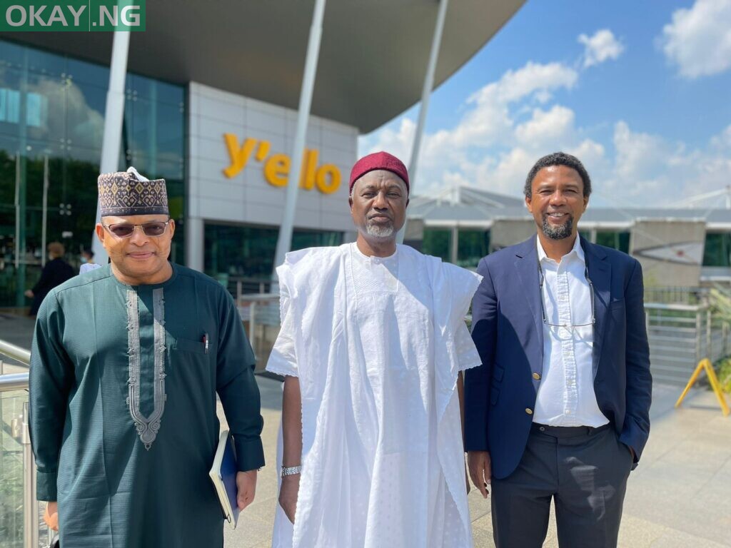 L-R: Consul General, H. E. Abdul Malik M. Ahmed; Nigeria High Commissioner accredited to South Africa, H.E. Muhammad Haruna Manta, and Chief Executive Officer, MTN Nigeria, Karl Olutokun Toriola at MTN Group headquarters in South Africa