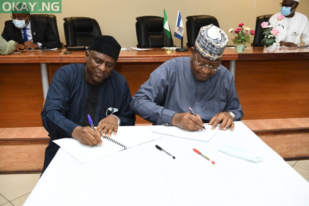 Prof Bala signing a MoU with Prof Danbatta