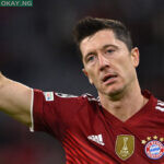 Bayern Munich’s Polish forward Robert Lewandowski celebrates scoring during the UEFA Champions League Group E football match between FC Bayern Munich and FC Dynamo Kyiv in Munich, southern Germany, on September 29, 2021. CHRISTOF STACHE / AFP