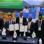 L-R- Mele Kyari (GMD, NNPC), H. D. Shin (President/CEO, Hyundai Mipo Dockyard), Alfred Temile (MD/CEO, Temile Development Co.), Abdulkadir Ahmed (MD/CEO, NSML), Ali Magashi (H.E. Ambassador of Nigeria to South Korea) - 25th May, 2022.