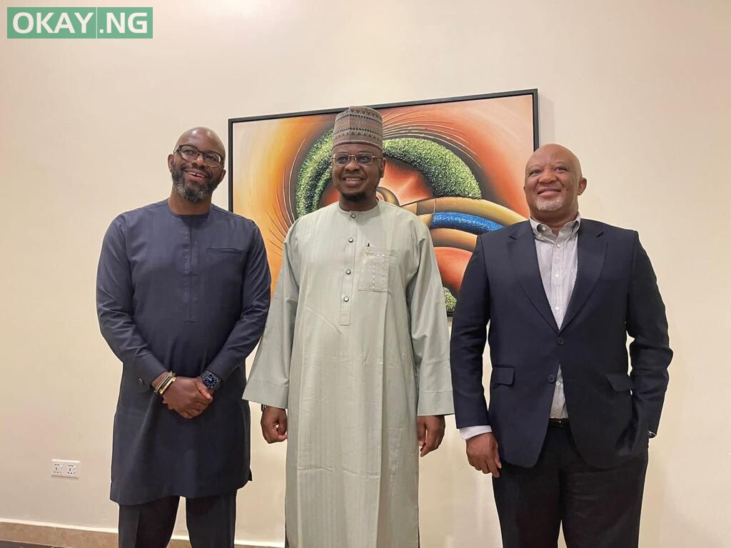 L-R - Ralph Mupita, MTN Group President & CEO; Prof Isa Ali Ibrahim (Pantami), Minister of Communications & Digital Economy, and Mcebisi Jonas, MTN Group Chairman at a meeting to discuss developments in the telecoms sector in Nigeria on the sidelines of the Commonwealth Heads of Government Meeting (CHOGM) in Kigali, Rwanda on Thursday 24 June, 2022