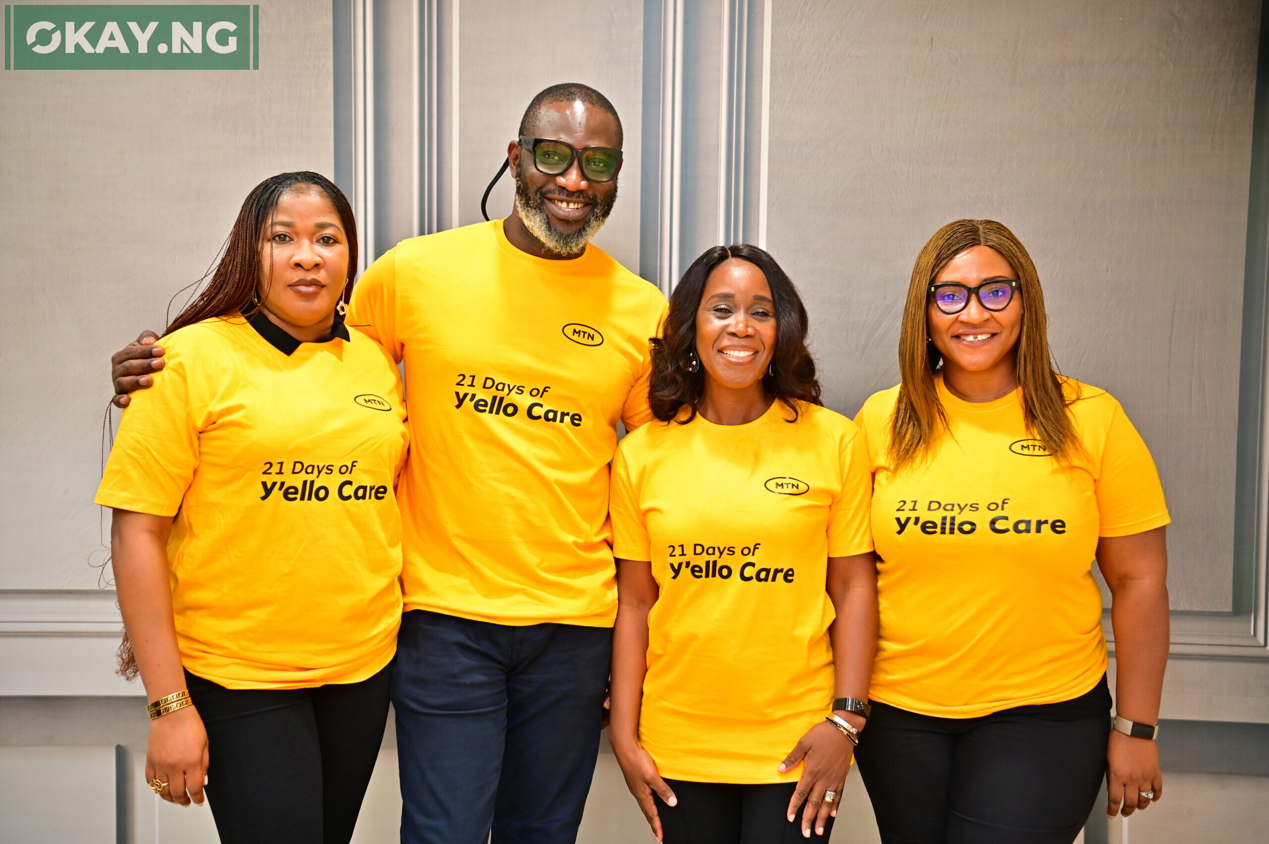 General Manager, Fixed Broadband, MTN Nigeria, Onyinye Ikenna-Emeka; Chief Corporate Services Officer, MTN Nigeria, Tobechukwu Okigbo; Executive Secretary, MTN Foundation, Odunayo Sanya and Project Lead, 2022 Y'ello Care, Obianuju Otudor at the 2022 Y'ello Care Opening Ceremony held at the MTN Headquarters, Ikoyi, Lagos on Monday, July 18, 2022.