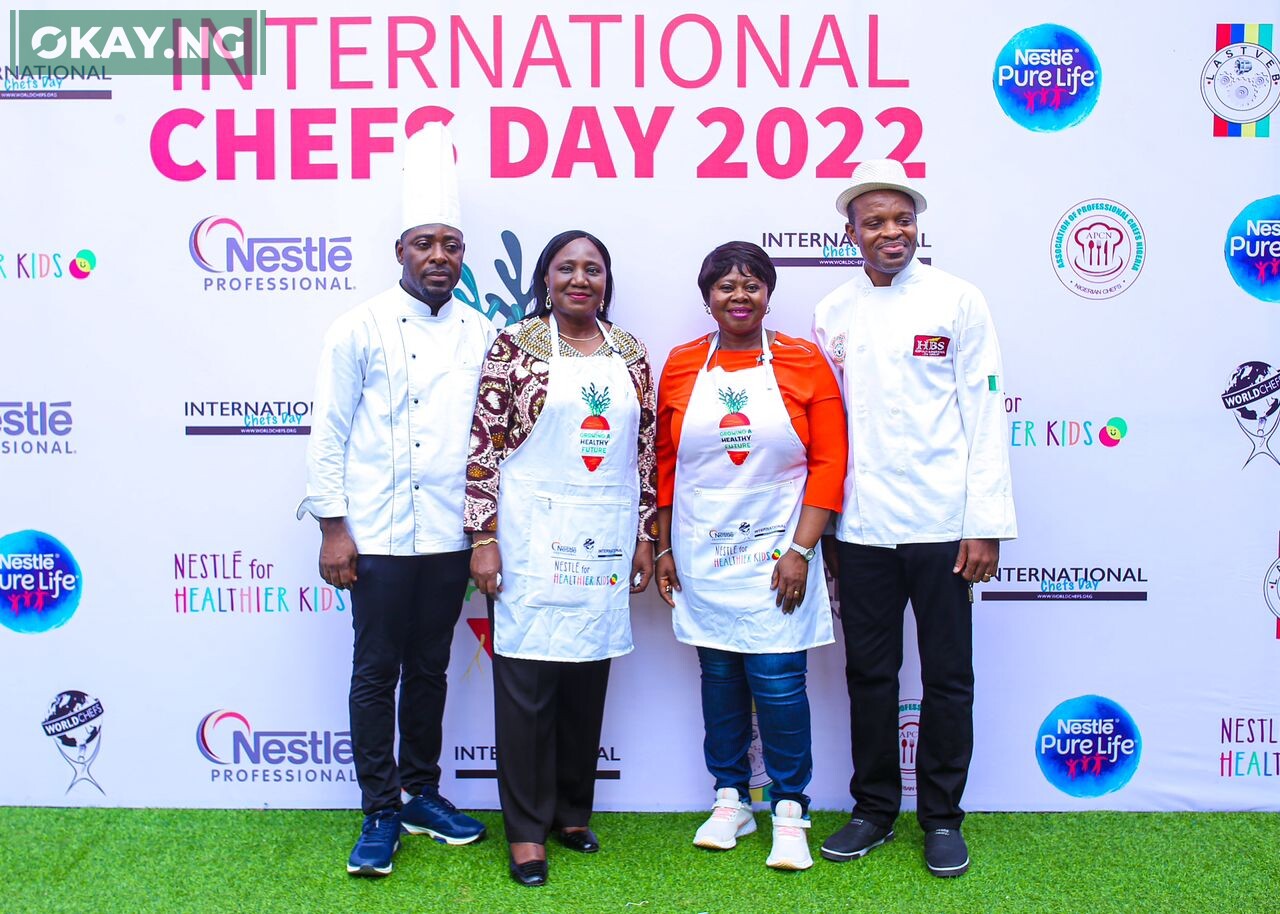 L-R: Chef Nick Maaji, Vice President South West, Association of Professional Chefs Nigeria Moronke Azeez, Executive Secretary, Lagos State Technical and Vocational Education Board (LASTVEB) Funmi Osineye, Business Manager, Nestlé Professional, Nestlé Nigeria PLC Chef Eric Mekwuye, Director of Training and Corporate Matters, Association of Professional Chefs Nigeria