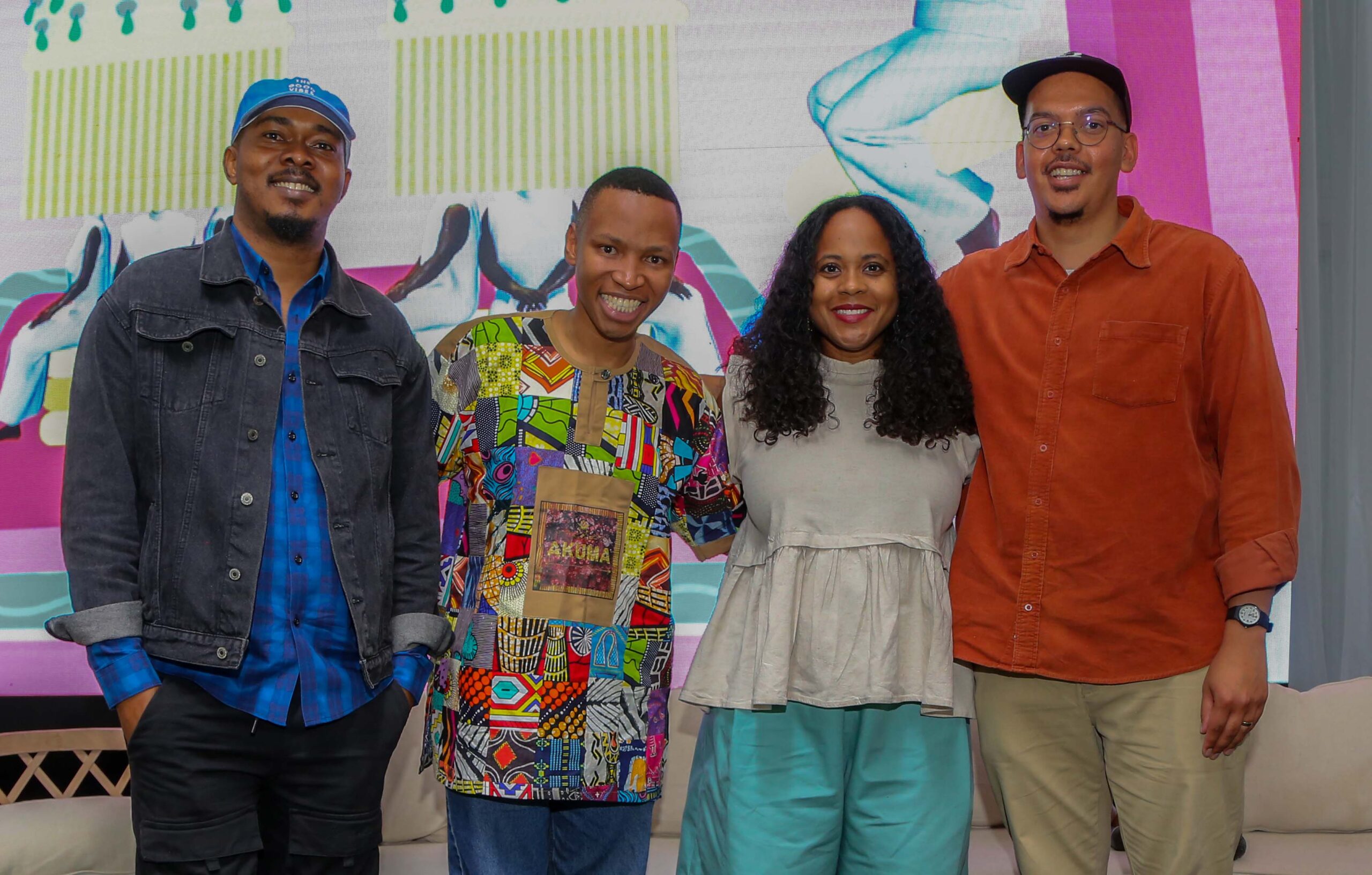 L-R: Malik Afegbua, Future Africa Grant for Extended Reality (XR) Creator Finalist, Nigeria; Xabiso Vili, Future Africa Grant for XR Creator Finalist, South Africa; Sherry Dzinoreva, Public Policy Programs Director, Africa, Middle East and Turkey, Meta and Dylan Valley, Future Africa Grant for XR Creator Finalist, South Africa at the exclusive media viewing at the XR Exhibition event by Meta at The Wings office Complex, Lagos on Thursday, October 6, 2022.