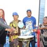 Director General of Nigerian Maritime Administration and Safety Agency (NIMASA) Dr.Bashir Jamoh (3rd left); National Coordinator/CEO SERVICOM, Mrs. Nnenna Akajemeli (3rd right);Director of SERVICOM NIMASA, Mrs. Bolaji Kehinde (2nd left);Mrs. Jummai Abdullahi of SERVICOM Abuja (left); Mrs. Ngozi Akinbodewa of SERVICOM Abuja (2nd right) and Deputy Director SERVICOM NIMASA, Mr Paul Agim during the 2022 Customer Service Week Celebration at the NIMASA headquarters in Lagos.