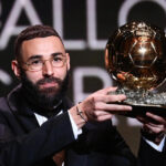 Karim Benzema receives the Ballon d'Or at a ceremony in Paris on Monday FRANCK FIFE AFP
