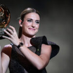 FC Barcelona’s Spanish midfielder Alexia Putellas receives her second Woman Ballon d’Or award during the 2022 Ballon d’Or France Football award ceremony at the Theatre du Chatelet in Paris on October 17, 2022. (Photo by FRANCK FIFE / AFP)