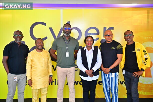 L-R: Oladmeji Joseph, Senior Manager, Governance and Service Resilience, MTN Nigeria; Dr. Obadare Peter Adewale, Cofounder, DigitalEncode; Tobechukwu Okigbo, Chief Corporate Services Officer, MTN Nigeria; Nkiruka Joy Aimienoho, Associate Director, Cybersecurity, Privacy, and Resilience, PwC; Anietie Jude, Senior Manager, Information Security, MTN Nigeria; and Jidekene Orakwue, Manager, Security Operations, MTN Nigeria at the cybersecurity awareness event which held at the MTN Nigeria Head Office on November 11, 2022.