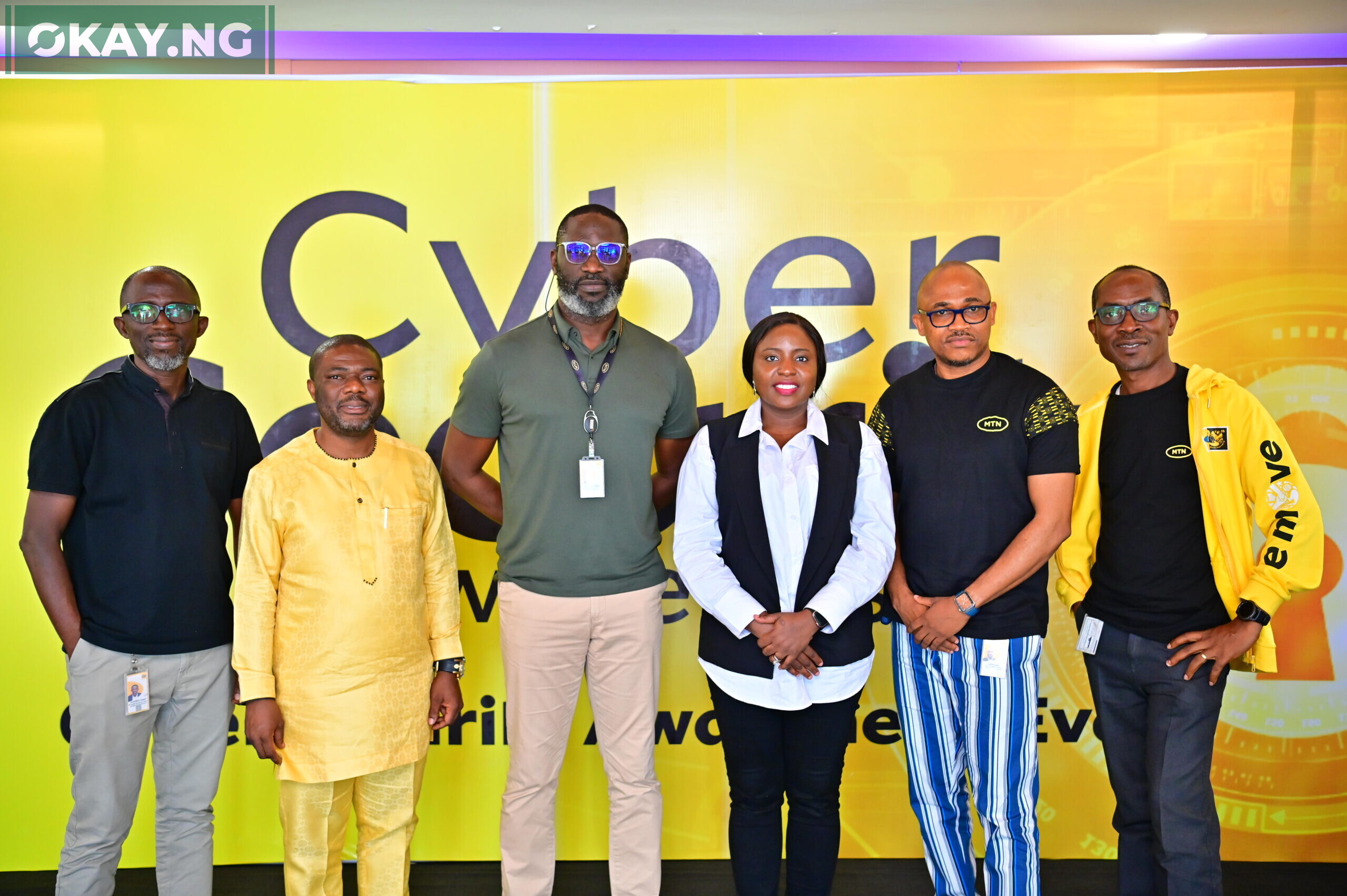 L-R: Oladmeji Joseph, Senior Manager, Governance and Service Resilience, MTN Nigeria; Dr. Obadare Peter Adewale, Cofounder, DigitalEncode; Tobechukwu Okigbo, Chief Corporate Services Officer, MTN Nigeria; Nkiruka Joy Aimienoho, Associate Director, Cybersecurity, Privacy, and Resilience, PwC; Anietie Jude, Senior Manager, Information Security, MTN Nigeria; and Jidekene Orakwue, Manager, Security Operations, MTN Nigeria at the cybersecurity awareness event which held at the MTN Nigeria Head Office on November 11, 2022.