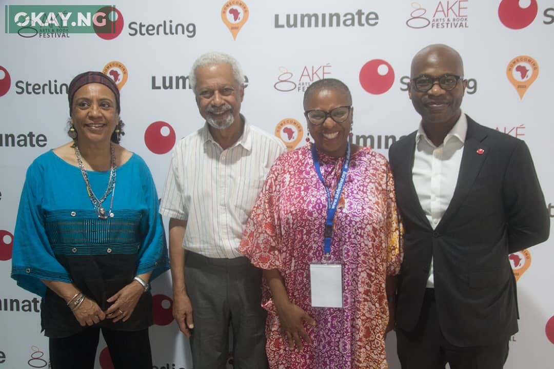 Ivorian artist and headline author, Veronique Tadjo; winner of the 2021 Nobel Prize for Literature, Professor Abdulrazak Gurnah, Founder, Ake Festival, Lola Shoneyin and Executive Director, Sterling Bank Plc, Yemi Odubiyi at the 10th Ake Books and Arts Festival opening ceremony in Lagos recently.