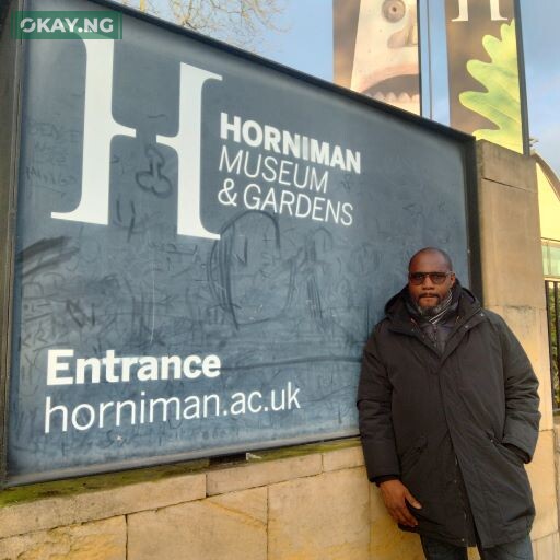 The author at the entrance to Horniman museum smaller