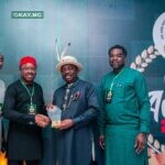 L-R: Manager, NCD Industry Collaboration, Shell Nigeria Exploration and Production Company Limited (SNEPCo), Onochie Obiajulu; SNEPCo’s Business Opportunity Manager, Iyke Nnoaham; Pioneer Executive Secretary Nigerian Content Development & Monitoring Board, Ernest Nwapa and SNEPCo’s Manager, NCD Capacity and Supplier, Akubue, Kenechukwu during the award presentation.