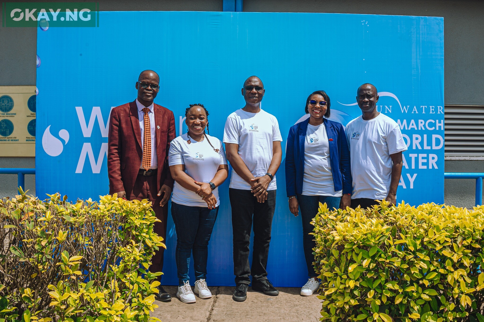 (L – R) Sola Ogunbor, Program Manager, Ogun State Rural Water Supply and Sanitation Agency; Edidiong Peters, Public Affairs Specialist, Nestlé Nigeria PLC; Ibukun Ipinmoye, Factory Manager, Nestlé Agbara Factory; Joy Abdullahi-Johnson, Marketing and Category Manager, Nestlé Waters and Olawale Alao, Plant Manager, Nestlé Waters, Nestlé Agbara Factory