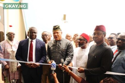 L-R: HRH Etubum Oku Ekpeyong Oku; Prof Ikpeme Ikpeme, Chief Medical Director, University of Calabar Teaching Hospital (UCTH); Prof. Emem Bassey, rep of the Minister of Health and CMD, University of Uyo Teaching Hospital; Barr. Emeka Akwaka, rep. of UCTH Board Chairman; Andy Odeh, NLNG’s General Manager, External Relations and Sustainable Development; and Iwokiri Aprioku, Head, Public Relations at NLNG during the commissioning of the Neurosurgical & Stroke Centre at UCTH under NLNG’s Hospital Support Programme in Calabar…today.