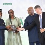 President of Nigeria Gas Association, MD Shell Nigeria Gas, Ed Ubong; Managing Director, Shell Nigeria Exploration and Production Company Limited SNEPCo), Elohor Aiboni; Managing Director, The Shell Petroleum Development Company of Nigeria Limited (SPDC) and Country Chair, Shell Companies in Nigeria, Osagie Okunbor and Shell's General Manager, Commercial, Hans Nijkamp while receiving the "Outstanding Commitment To Nigeria's Decade Of Gas" Award...during Nigeria Gas Association Gala Night in Abuja