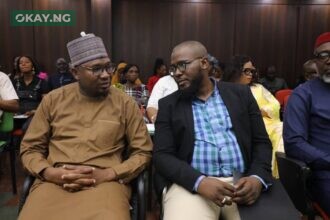 L-R: The CEO, Abuja Enterprise Agency, Mal. Shehu Abdulkadir and the representative of the NITDA Director General, Yakubu Musa, at the 10th Edition of Abuja Enterprise Agency 360 Business Clinics at Jayi District, Abuja.