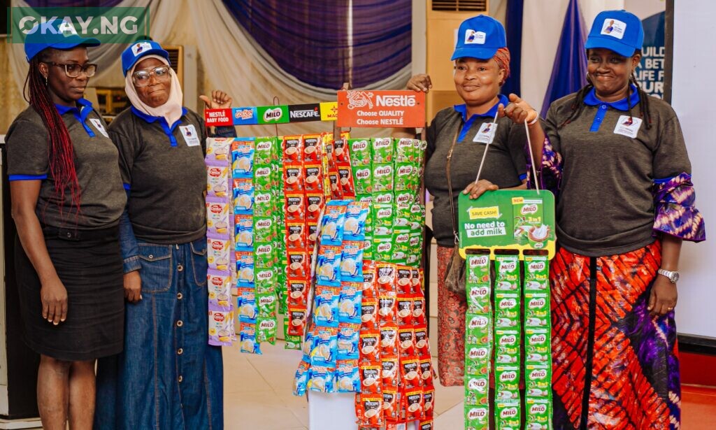 Some beneficiaries of the project showing their display as part of their induction program in Ikorodu.