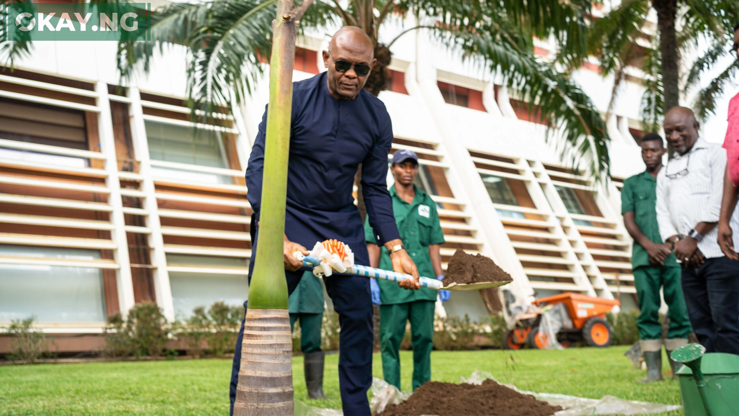Chairman, Transcorp Group, Tony O. Elumelu, CFR, planting a tree at Transcorp Hilton Abuja to commemorate World Environment Day 2023.