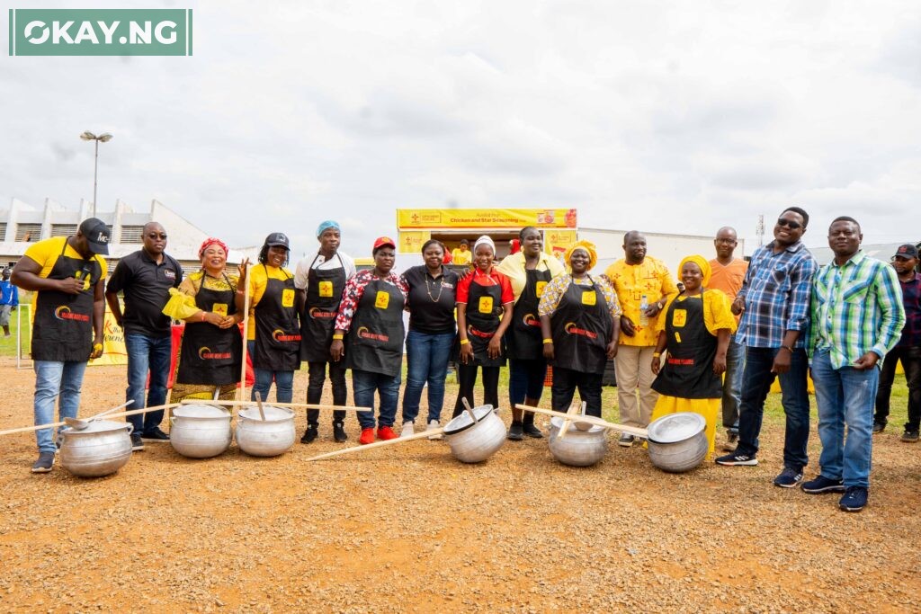 The president of the Association of Caterers and Restaurant Owners in Ilorin, Mrs. Olayinka Atoyebi and Mrs. Funmi Osineye, head of Nestlé Professional business in Nigeria (middle) in group photograph with winners of the cooking competition during the workshop.