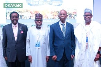 L-R: John Odeyemi, Chairman, Board of Trustees and past President, Lagos Chamber of Commerce and Industry (LCCI); Dr. Michael Olawale-Cole, President & Chairman of Council, LCCI; Alkasim Umar, Director, Consumer Affairs Bureau, Nigerian Communications Commission (NCC); Gabriel Idahosa, Deputy President, LCCI; Prof. Muhammed Abubakar, Managing Director, Galaxy Backbone Limited and Leye Kupoluyi, Vice President, LCCI, during the 9th edition of the Information, Communication Technology and Telecommunications (ICTEL) Expo hosted by LCCI in Lagos this week (Tuesday, July 25, 2023).