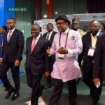 Executive Secretary, Nigerian Content Development and Monitoring Board (NCDMB), Engr. Simbi Kesiye Wabote and Chief Executive of the Nigeria Upstream Regulatory Commission (NUPRC), Engr. Gbenga Komolafe arriving the 2023 Nigerian Content Seminar at the Nigerian Oil And Gas Energy Week (NOG 2023) held in Abuja on Monday.