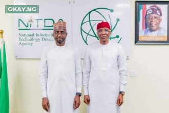 The Director-General, National Information Technology Development Agency, Kashifu Inuwa CCIE & the President of Chartered Institute of Forensic and Certified Fraud Investigator of Nigeria (CIFCFIN), Dr. Iliyasu Gashinbak after the Courtesy Call.