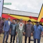L -R: Head of Government Relations, The Shell Petroleum Development Company of Nigeria (SPDC), Meshack Asomba; SPDC's Community Health Manager, Dr. Akinwumi Fajola; Chief Medical Director, Rivers State Hospital Management Board, Dr. Bright Ogbonda; traditional head of Edagberi, His Royal Highness Sunny Ubele; SPDC's Corporate Relations Manager, Evans Krukrubo; and the Production Unit Manager, Oluseyi Adeleke, at the reopening of the Edagberi Cottage Hospital in Ahoada West Local Government area of Rivers State on July 27, 2023.