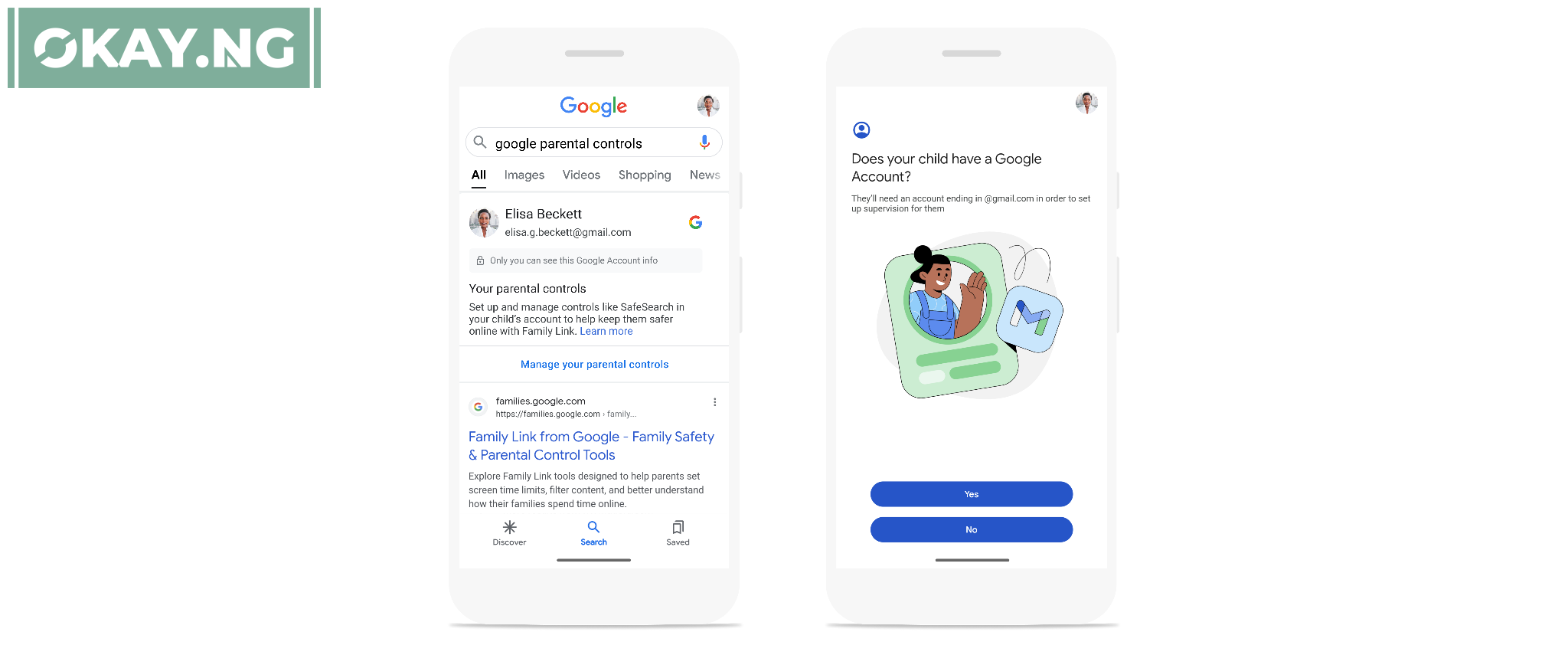 Image showing parental controls box on mobile web
