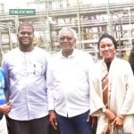 L--R, Peace Hyde Member of the Young Global Leadership From Ghana, Co-founder Knosk #100 A - Day Charity School Kuje, Kingsley Bangwell, Prof. Vukosi Marinate, Member of young Global Leadership From South Africa, Chairman, Aliko Dangote Foundation, Aliko Dangote; Dangote Industries Limited, Group Executive Director, Commercial, Fatima Aliko Dangote, Fataumata BA, Founder & Executive Chair Janngo Capital Senegal, Infront of the Fertilizer plant, During the Forum of Young Global Leaders, Aliko Dangote Fellowship Convening 2023 in Lagos, Visit Dangote Oil Petroleum and Fertilizer plant Lekki Lagos on Friday on 8th September 2023