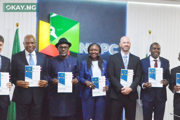 Heads of the NCDMB, NNPC Ltd and five international oil and gas companies after signing the Service Legal Agreement on reducing contracting cycle to 6 months
