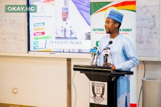 The DG NITDA Kashifu Inuwa CCIE represented by Engr Mohammed Kabiru delivering a keynote address at the Nigeria Teen Cyber Festival 2023 in Abuja