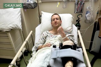 Mark Zuckerberg after surgery